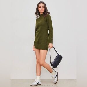 Cider Forest Green Long Sleeve Dress